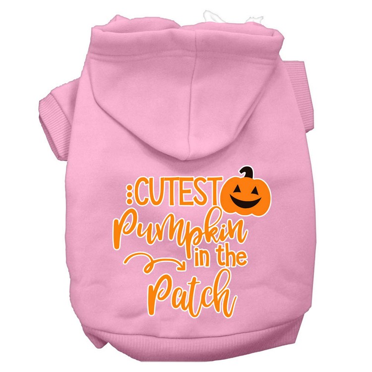 Cutest Pumpkin in the Patch Screen Print Dog Hoodie Light Pink XXXL